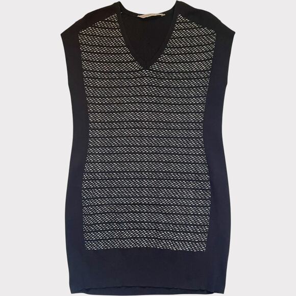 Athleta Black Thereafter Dress Sweater V Neck Striped Short Sleeve Size Medium - Picture 11 of 11